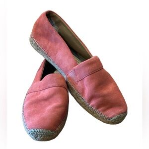 UGG Suede Moccasin, Sz. 9.5, Peach/Orange Color, Jute Sole & Toe Cap